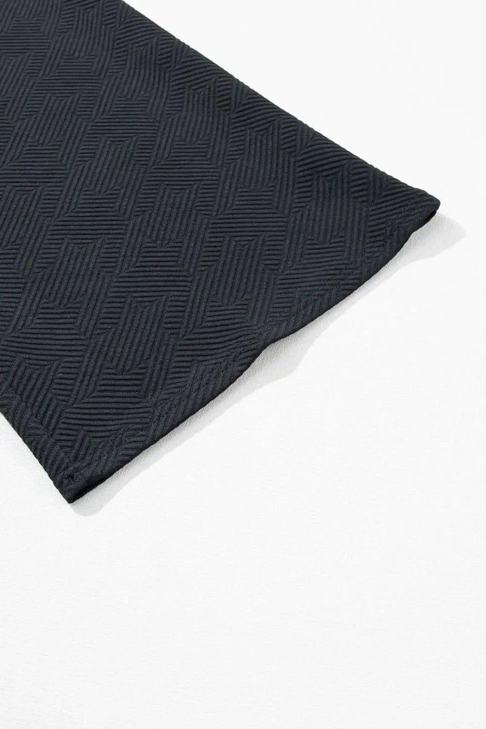 Black Textured Flutter Sleeve Top Wide Leg Pants Set - Love Salve